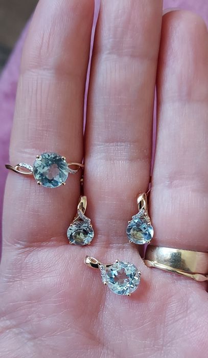 Set aur cu diamante si topaz sky blue
