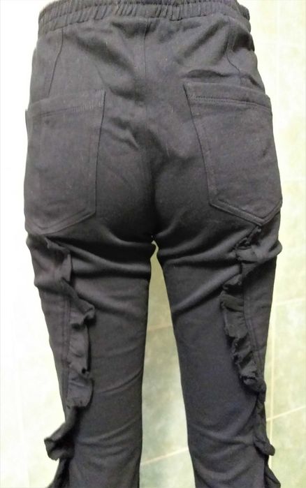 Pantaloni fashion dama PNK Casual cu detaliu lateral negru mar.34(noi)