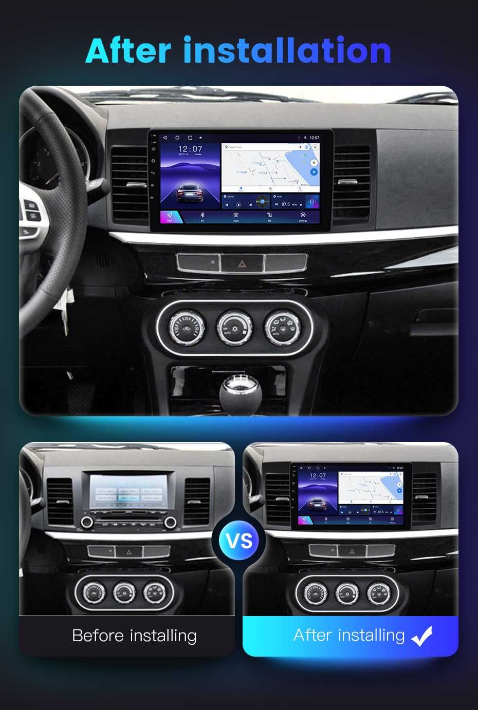 Navigatie Android 13 Mitsubishi Lancer 2007 1/8 Gb Waze CarPlay CAMERA
