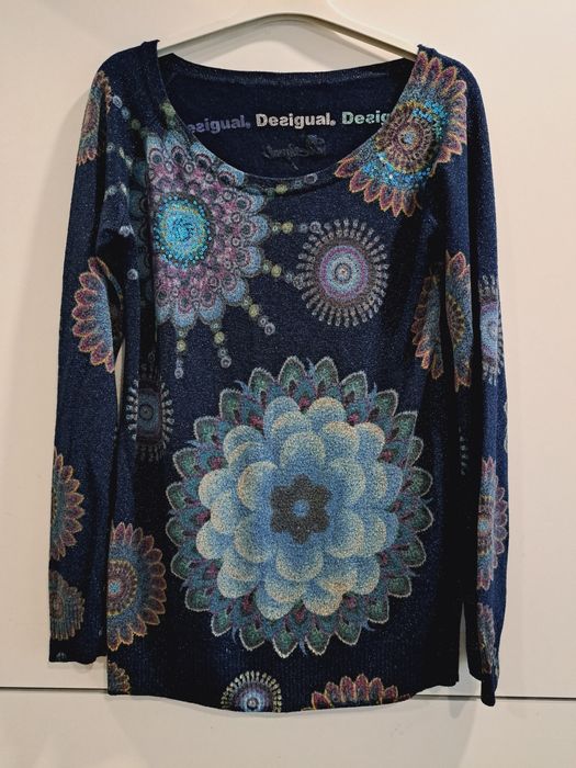 Desigual пуловер с блестящ ефект р-р С