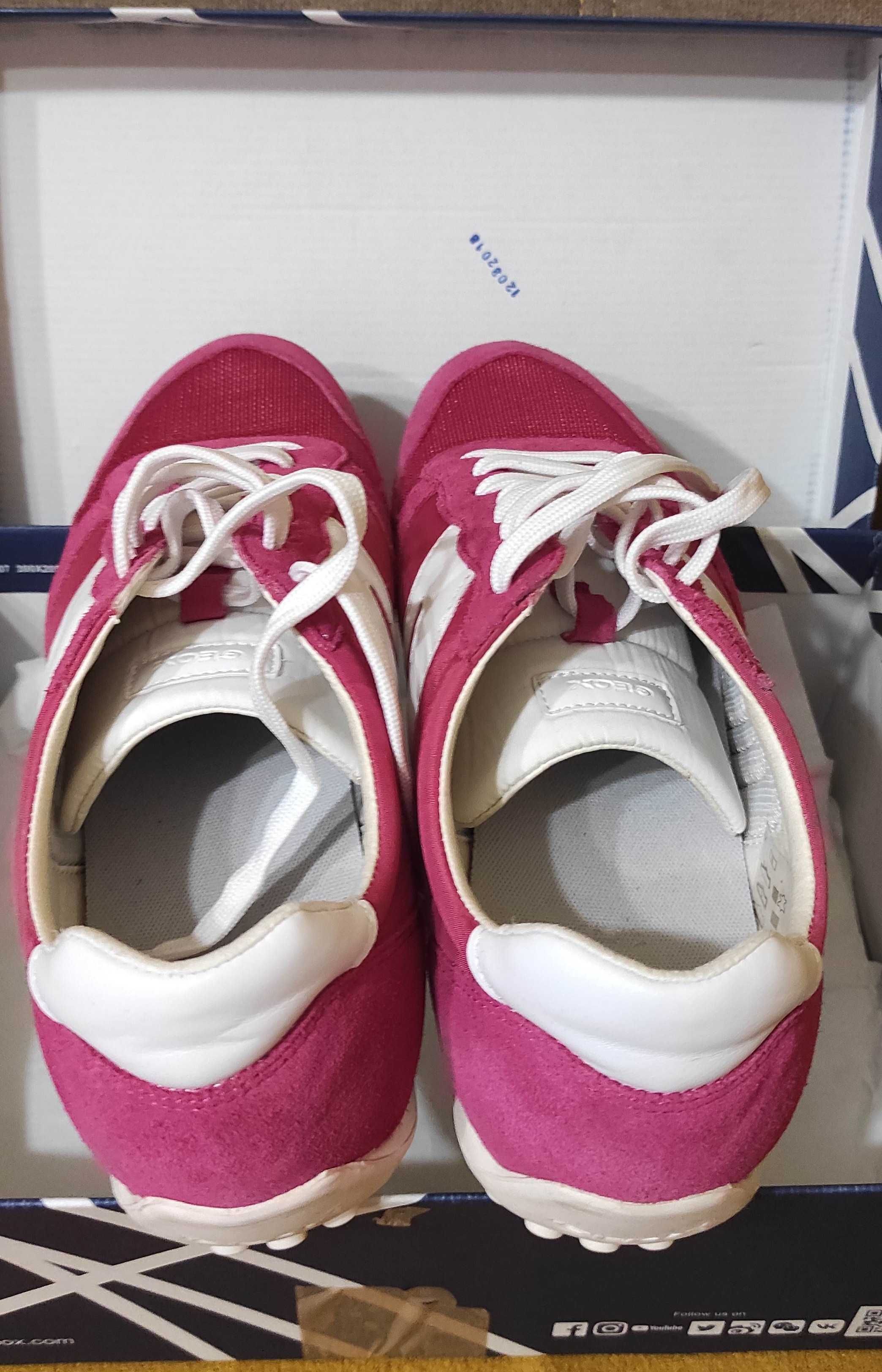 Pantofi dama Geox, roz, marime 41, din piele și material textil, noi