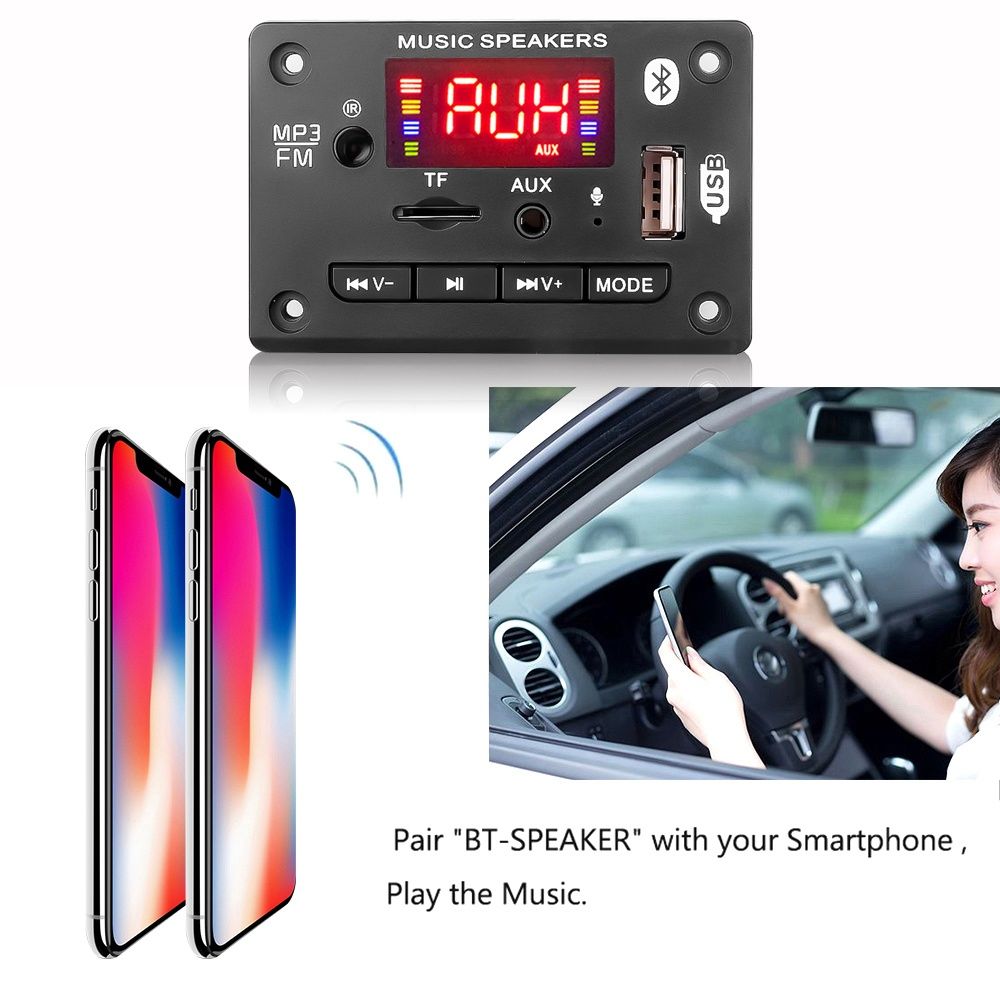 Mp3 player 2*25W/7-18V AIYIMA за вграждане, BT 5.0, Sd/USB/Fm/Mic/Call