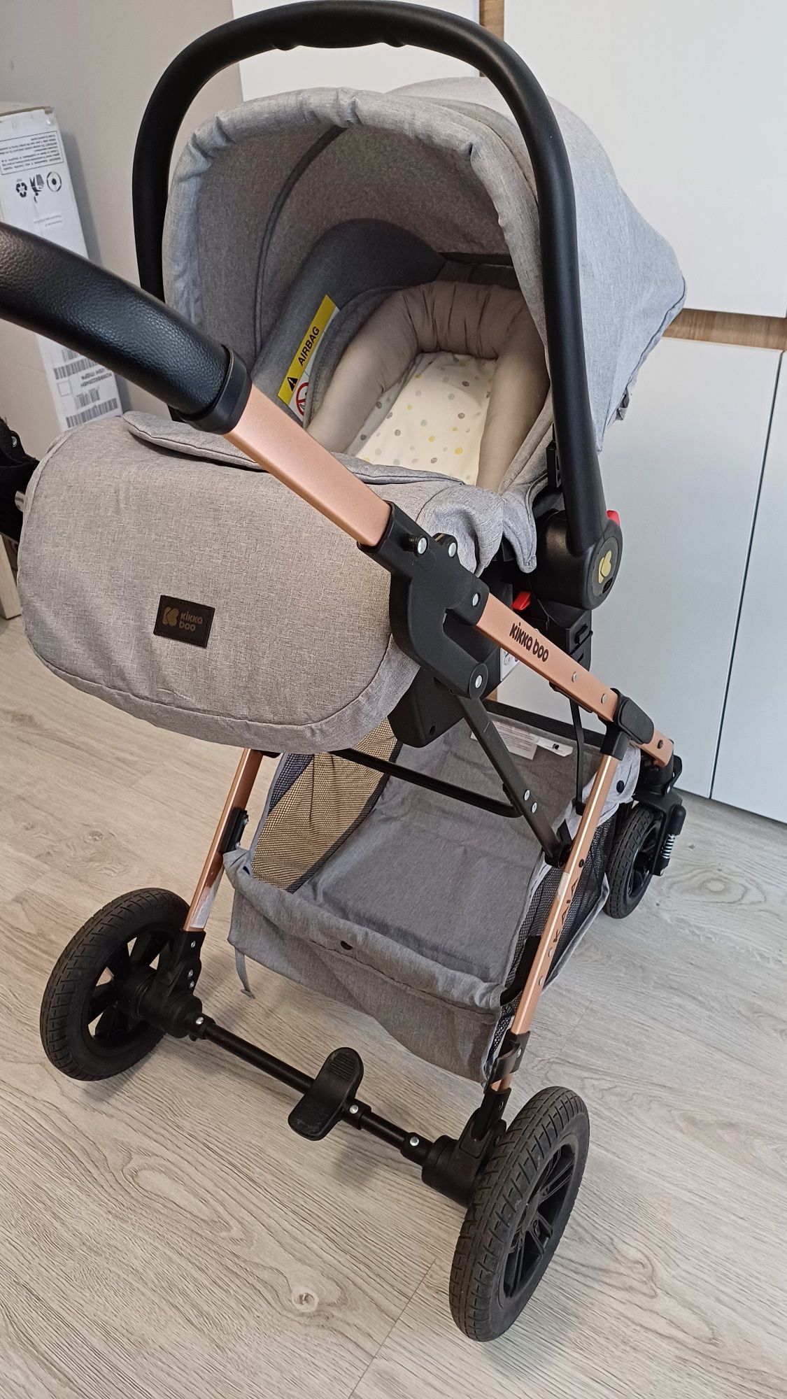 Детска количка Kika Boo - Kaia, 3 в 1, Light Grey