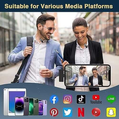 Нови 2 броя Безжични Микрофони с Кутия за Зареждане iPhone и iPad