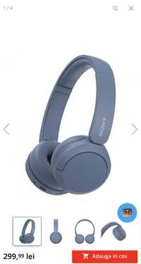 Casti On-Ear Sony WH-CH520L, Wireless, Bluetooth, Microfon, Albastru