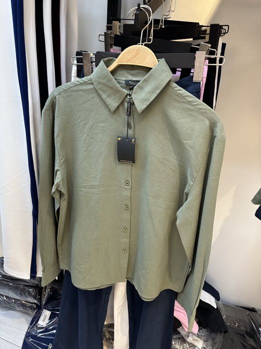 Лен рубашка Массимо, Турция(хакки, белый, голубой)