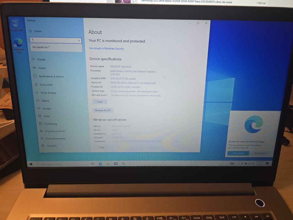 Laptop Lenovo Ideapad 3 Ryzen 5 512GB SSD 8GB-RAM Radeon Graphics