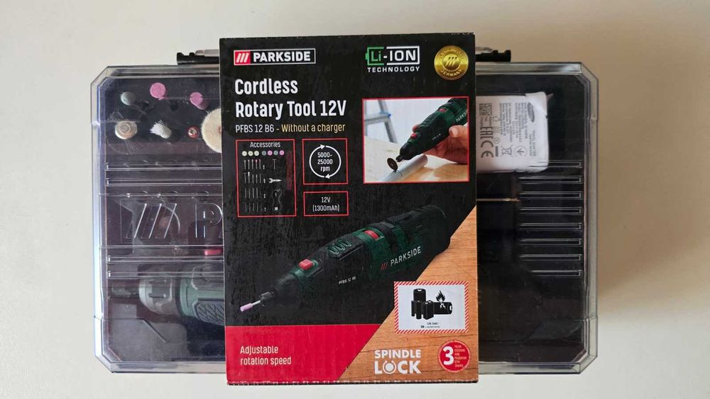 Minifreza Parkside + set accesorii + incarcator