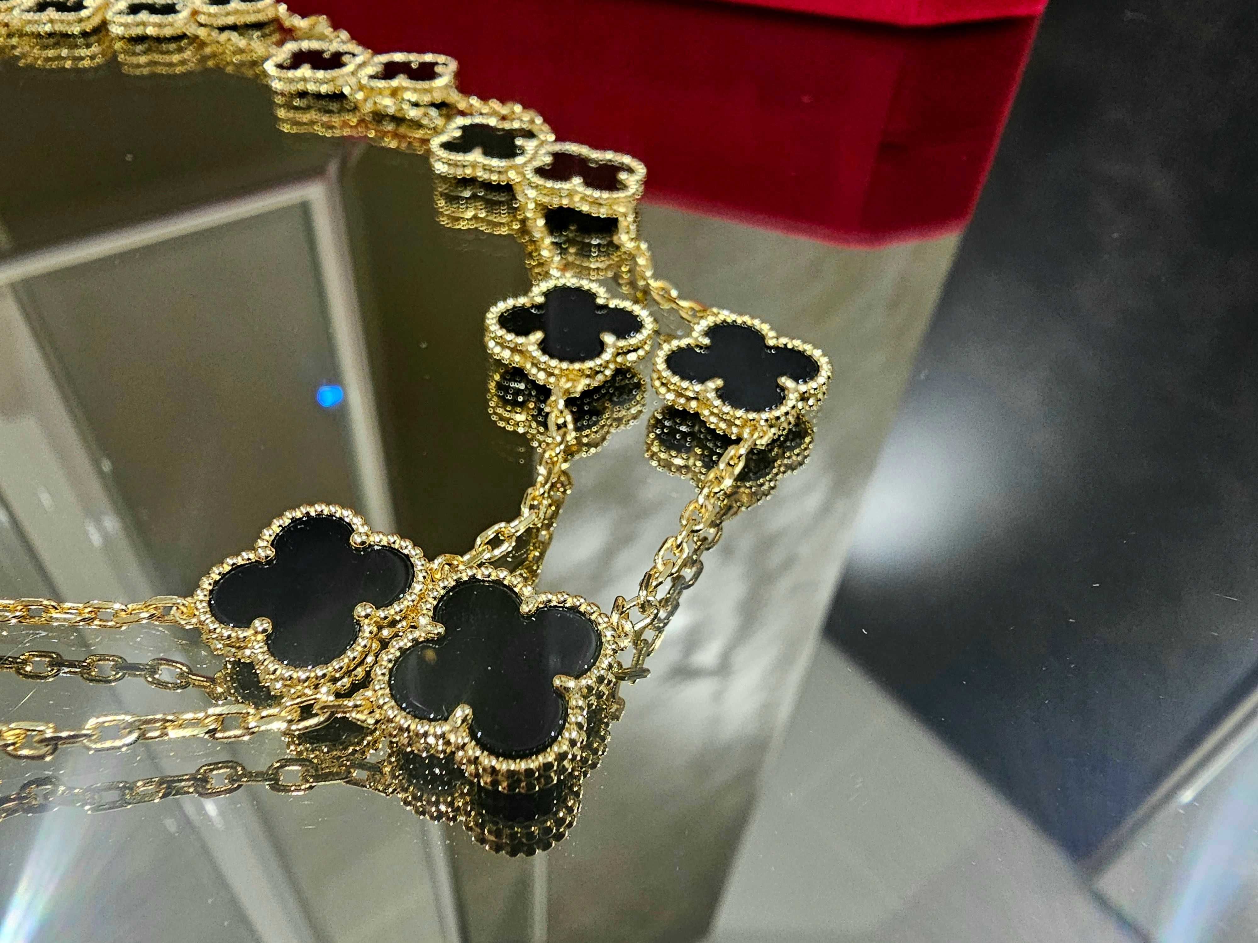 Van Cleef & Arpels VCA Gold Black Onyx 20 Motifs Alhambra Дамско Колие