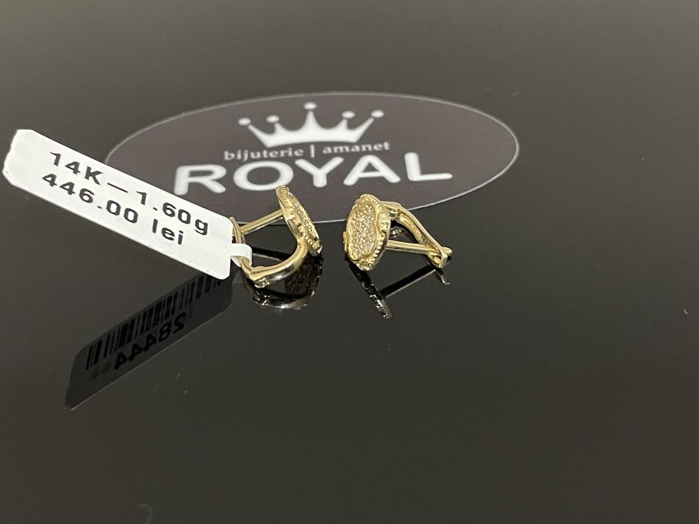 Bijuteria Royal CB : Cercei dama aur 14k 1,60gr 1cm