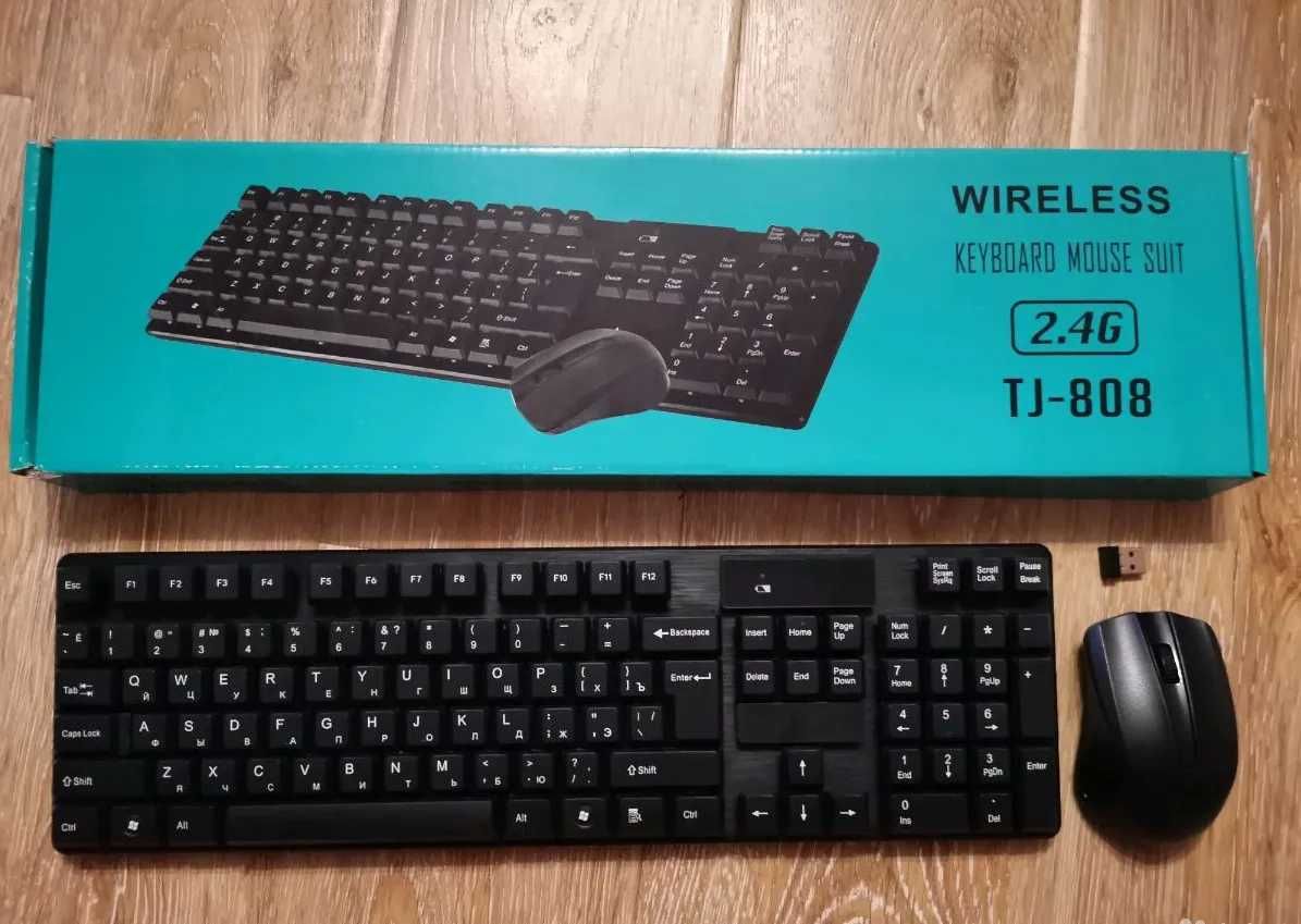 Комплект безжични клавиатура и мишка TJ-808 Wireless 2.4 GHz, Кирилица