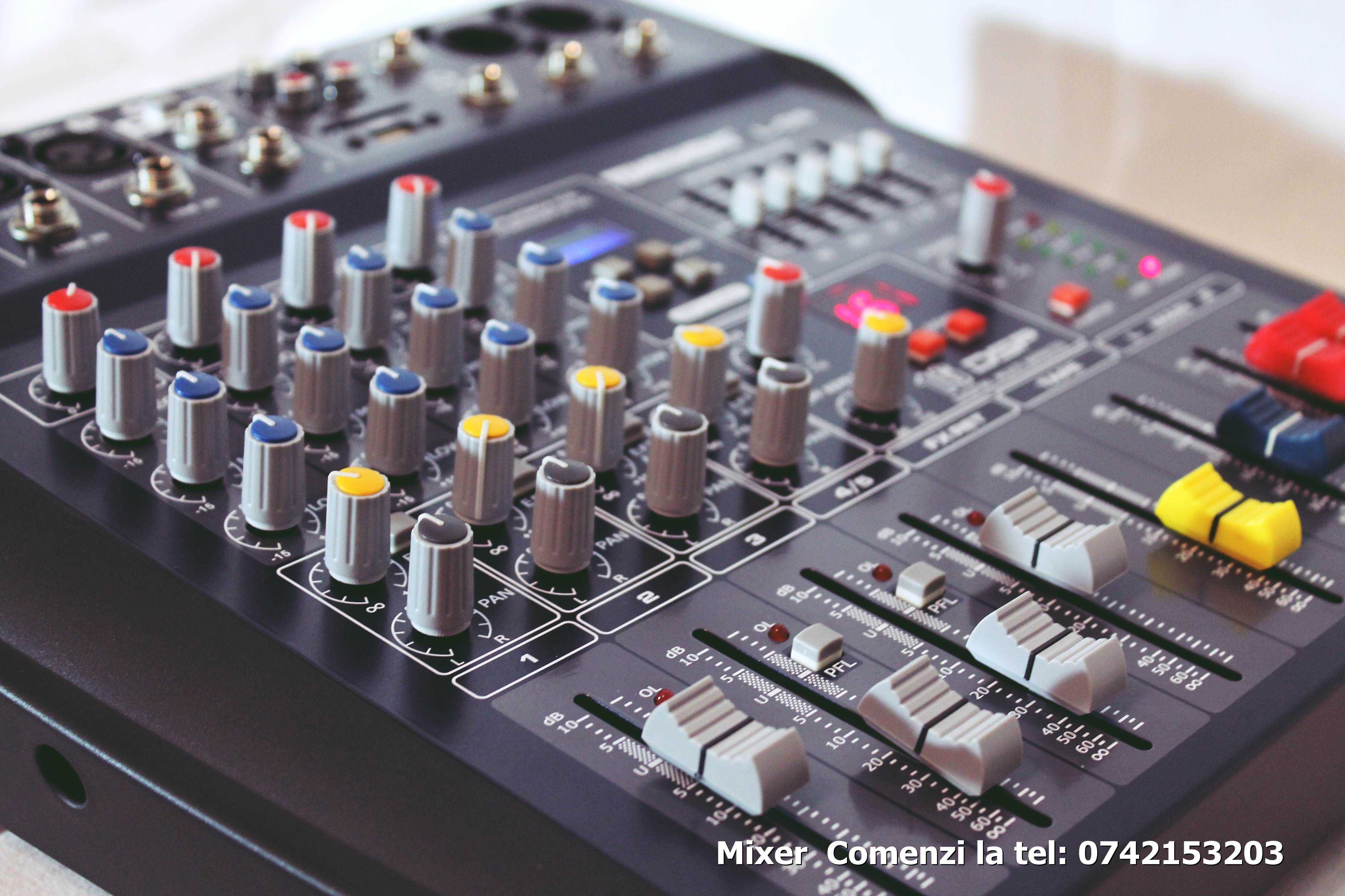 Mixer audio pro Themeseng V2 pentru formatie si DJ cu bluetoot USB