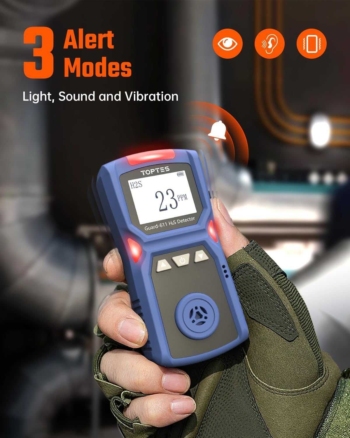 TOPTES Guard-611 H2S монитор, преносим H2S детектор, акумулаторен