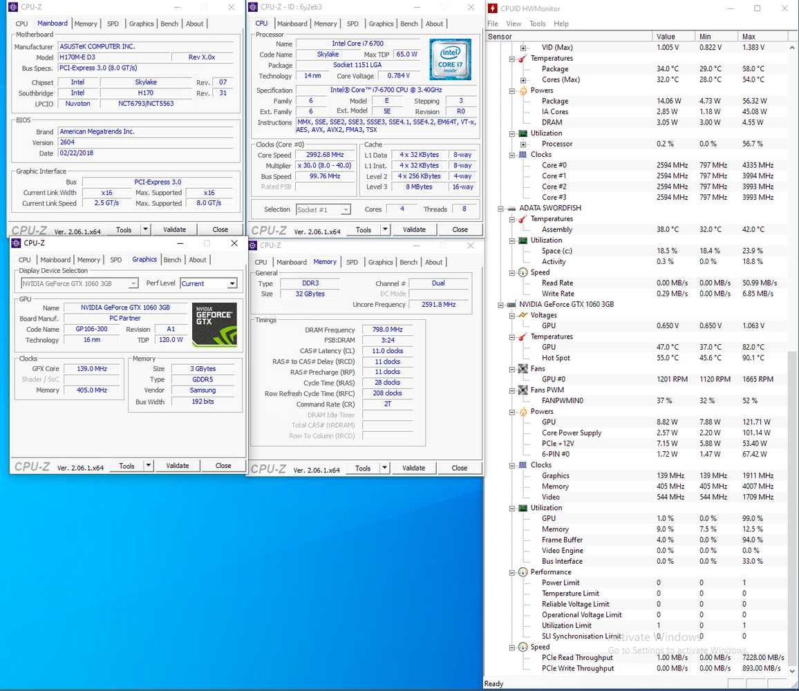 Sistem PC Asus Intel i7 16GB RAM Nvidia GeForce 1060 SSD 250GBNVME NOU