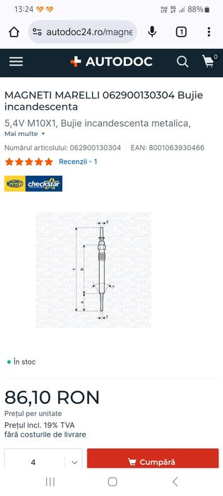 MAGNETI MARELLI 062900130304 Bujie incandescenta!