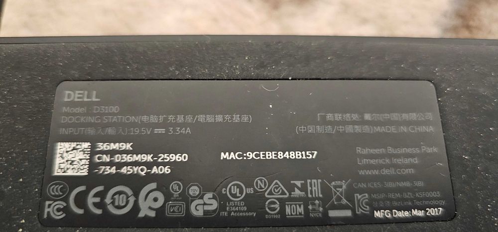 Port Replicator Dell Triple Video D3100, USB 3.0 dock dell