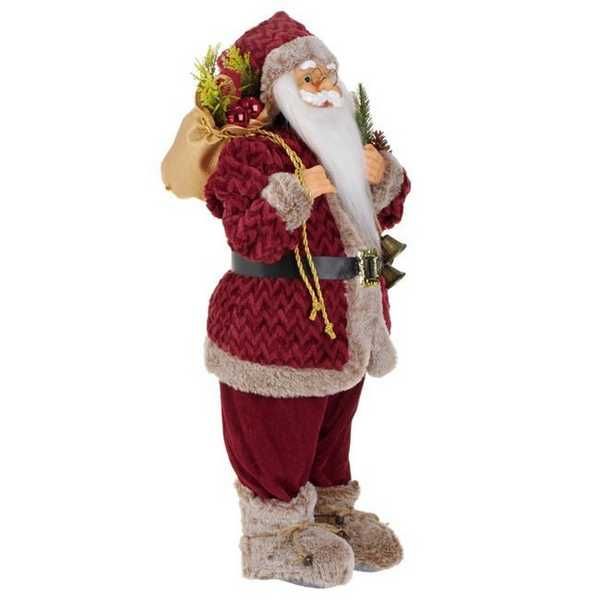 Коледна реалистична фигура Дядо Коледа със ски и звънчета, 60см