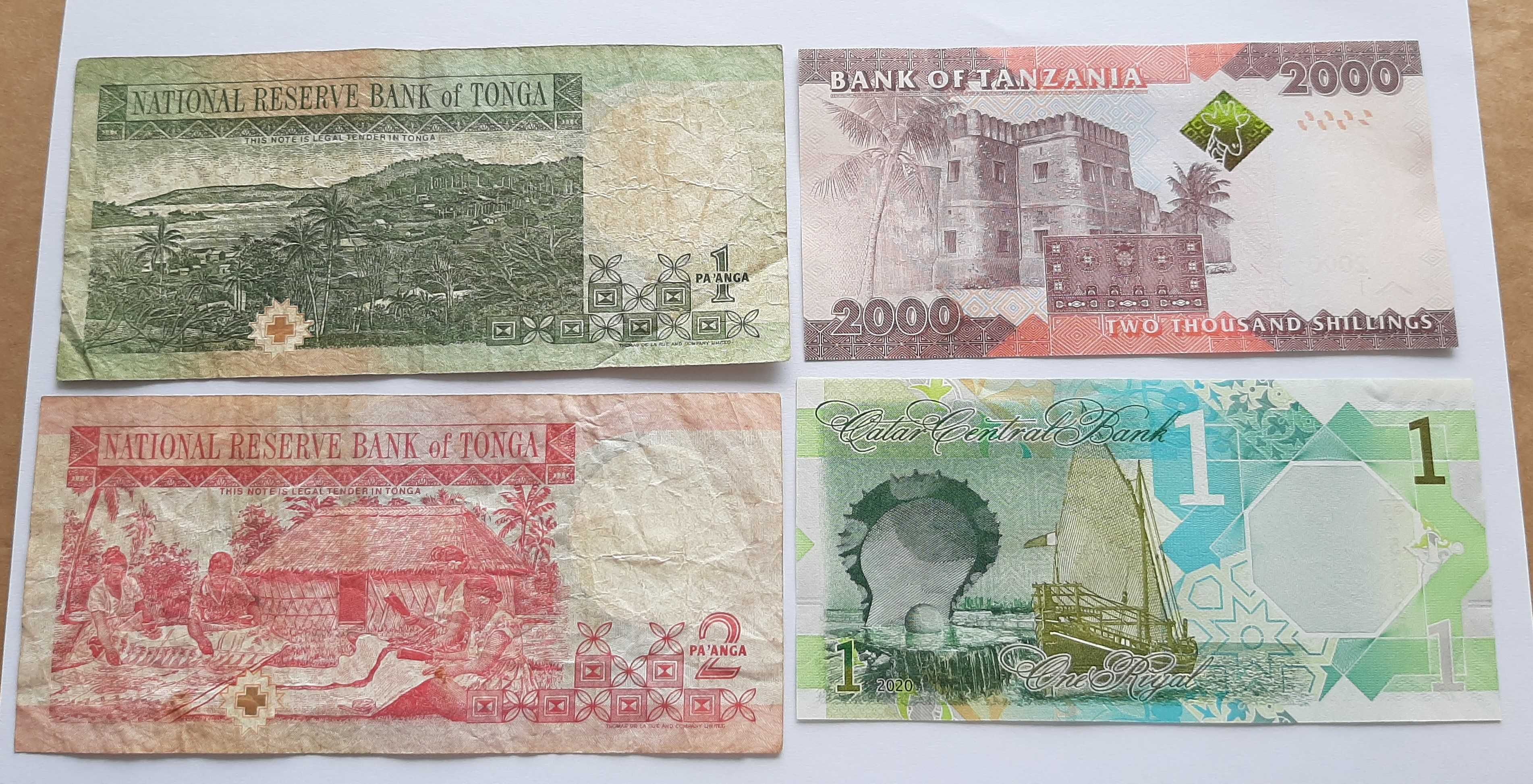 Lot 7 bancnote (Tonga, Tanzania, Libia, Namibia, Qatar)