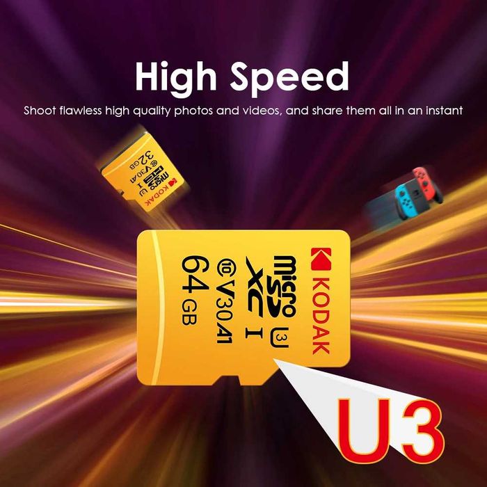 KODAK Micro SD Card Карта с памет 64 GB / 128 GB V30 Class10 U3