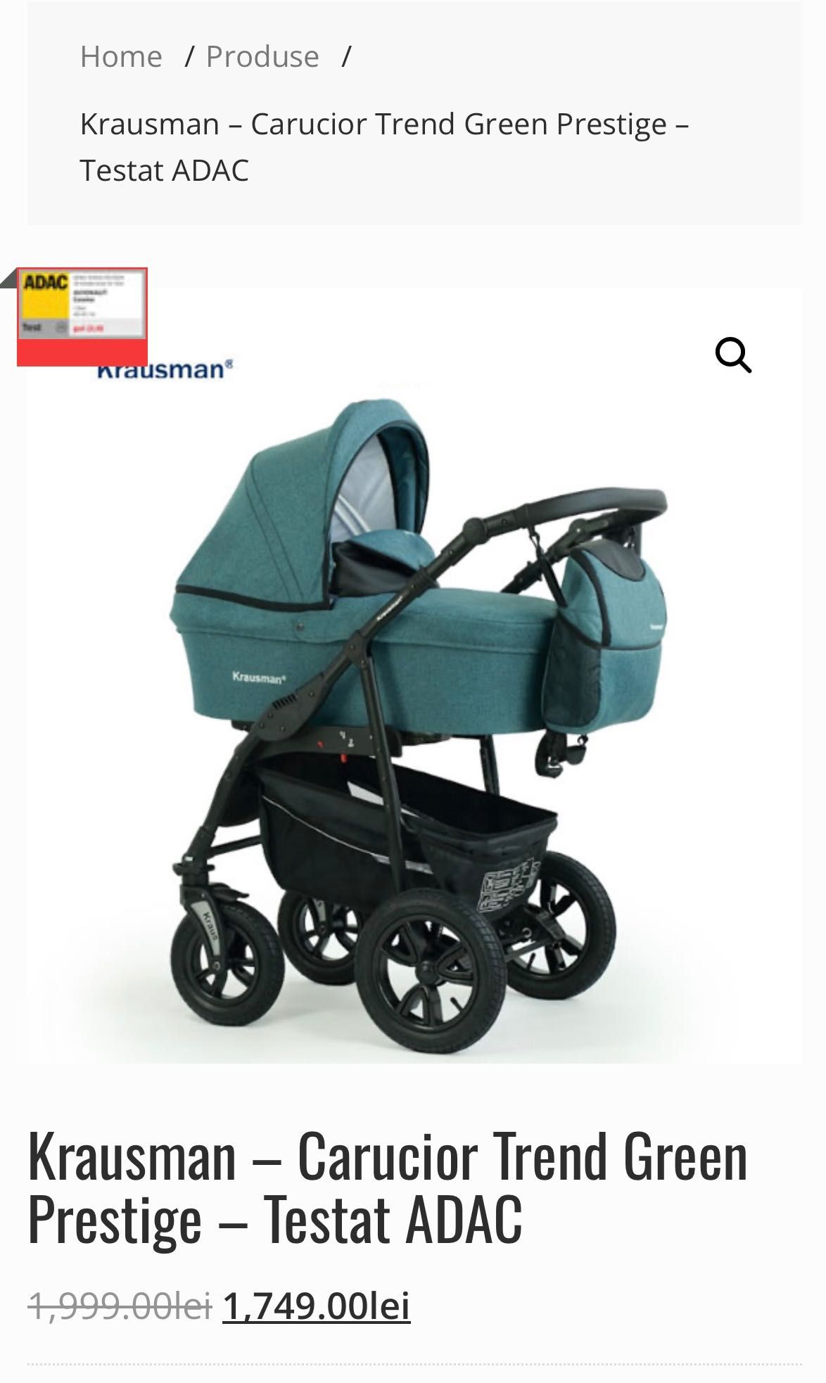 Krausman—Cărucior  3 în 1 Trend Green Prestige—Testat ADAC