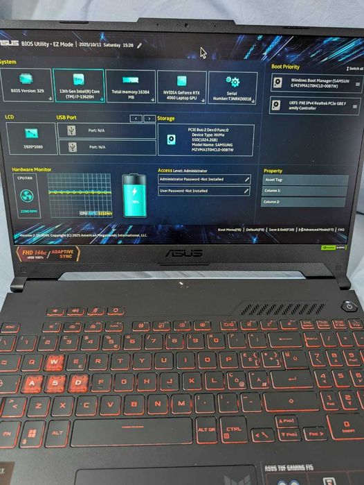 Laptop Gaming Asus Tuf  i7-13620H RTX 4060 8GB GDDR6 16GB DDR5 1TB SSD