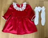 Rochita Craciun Anne Bebe 6-9 luni (74cm) + ciorapi +cadou