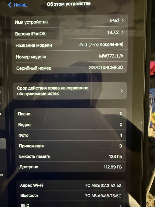 Apple Ipad 7 128 gb LLA