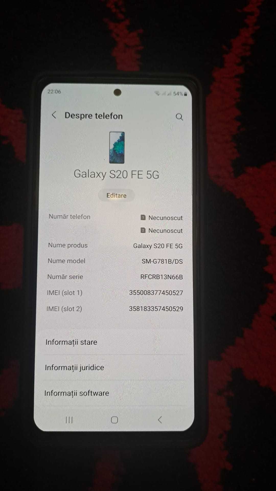 Telefon SM-G781B  Samsung S20 FE 5G de 6 GB RAM 128, peste samsung A53