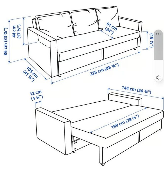Canapea extensibilă 3 locuri, FRIHETEN, gri închis, Ikea,
