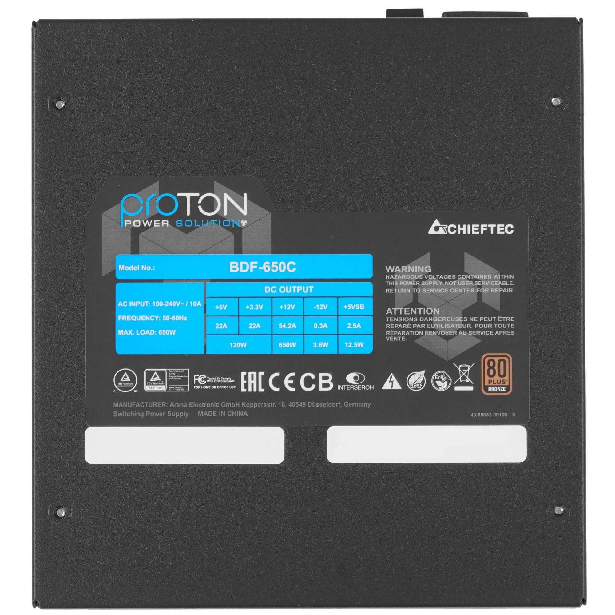 Блок Питания Chieftec Proton 650W holati zo'r