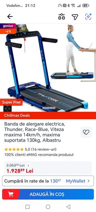 Banda de alergare electrica Tunder Race-Blue