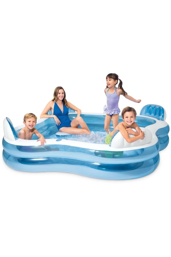 Piscina gonflabila cu 4 scaune Intex pt famile, 229x229x66 cm