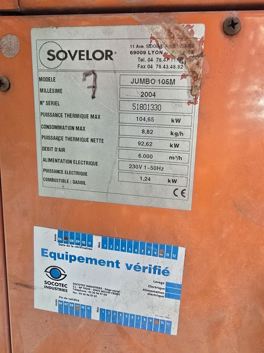 Tun de caldura Diesel marca Sovelar Jumbo 105 Solver