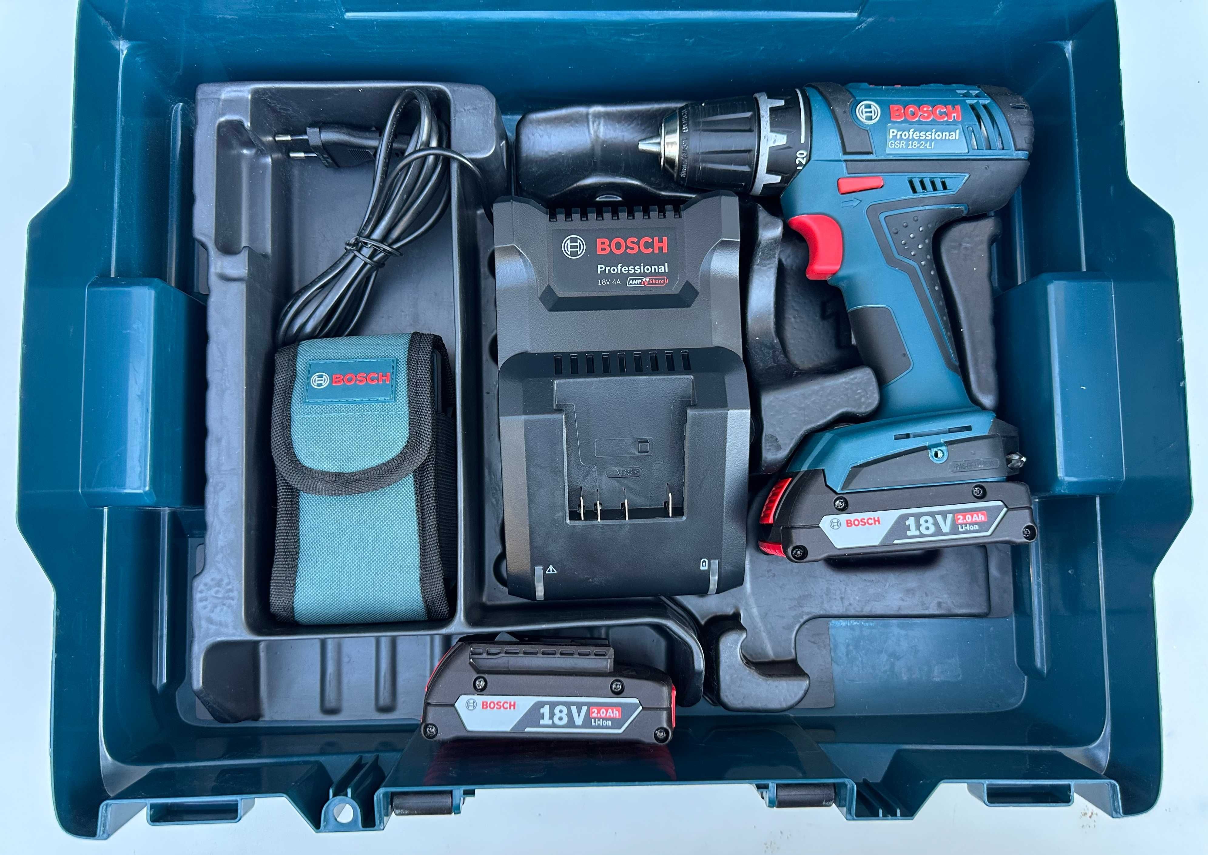 BOSCH GSR 18V-2-Li - Акумулаторен винтоверт с фенер неразличим от нов!