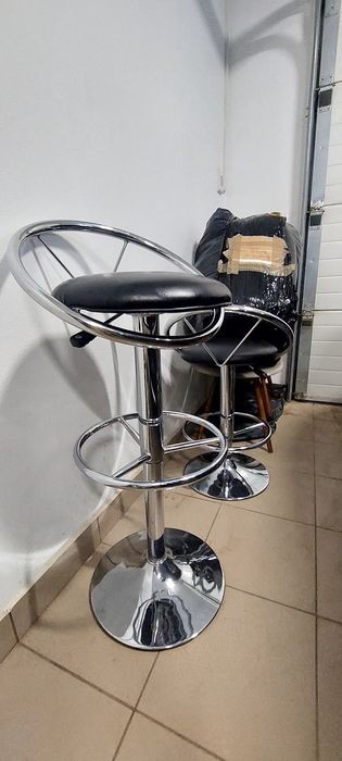 Scaune de bar din inox și piele