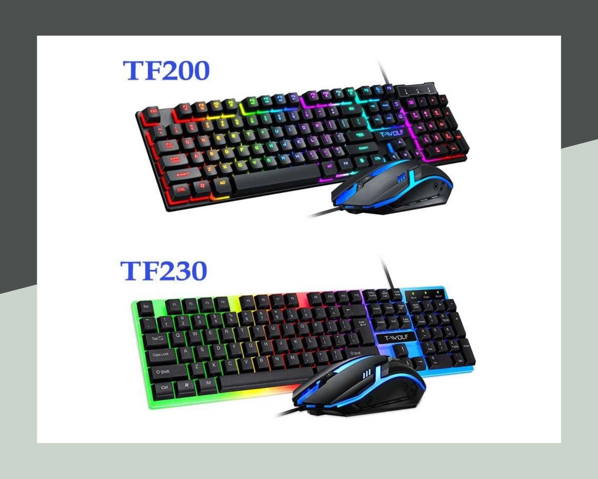 Комплект RGB клавиатура + мишка T-Wolf TF200