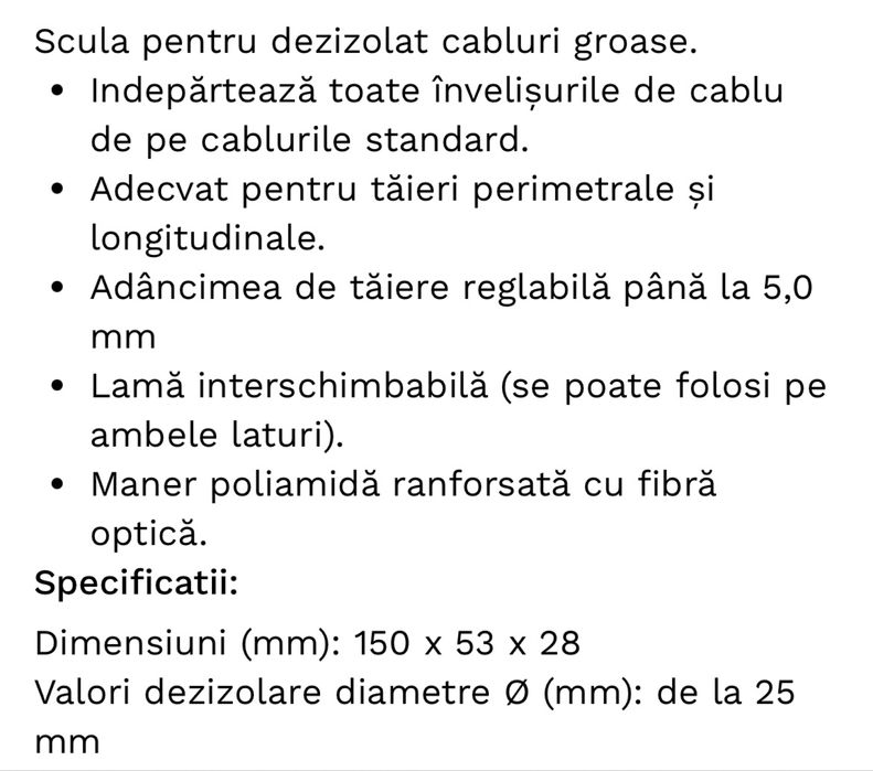 Unealta pentru dezizolat cabluri rigide, Knipex 16 40 150