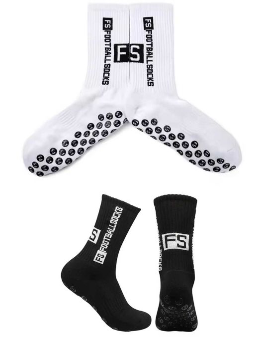 Set 2 Perechi Football Socks Alb si Negru