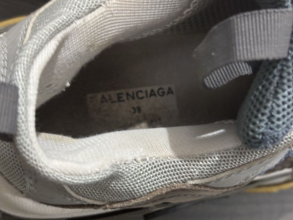 Balenciaga Grey Nubuck Leather and Mesh Triple S Low Top Sneakers
