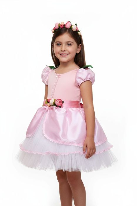 Costum serbare bujor roz,  zână florilor zână  primăvara