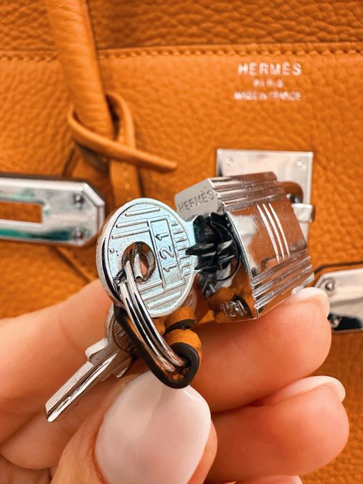 Geantă din piele naturală inspirată de Birkin 30 – portocaliu