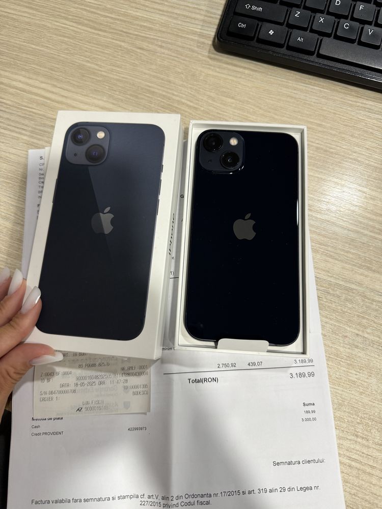 iPhone 13, 128GB, 5G, Midnight, NOU, Garantie 2 ANI + Asigurare 1 AN!!