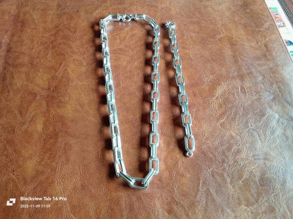 Сребърен Синджир и Гривна-Комплект-120грама.