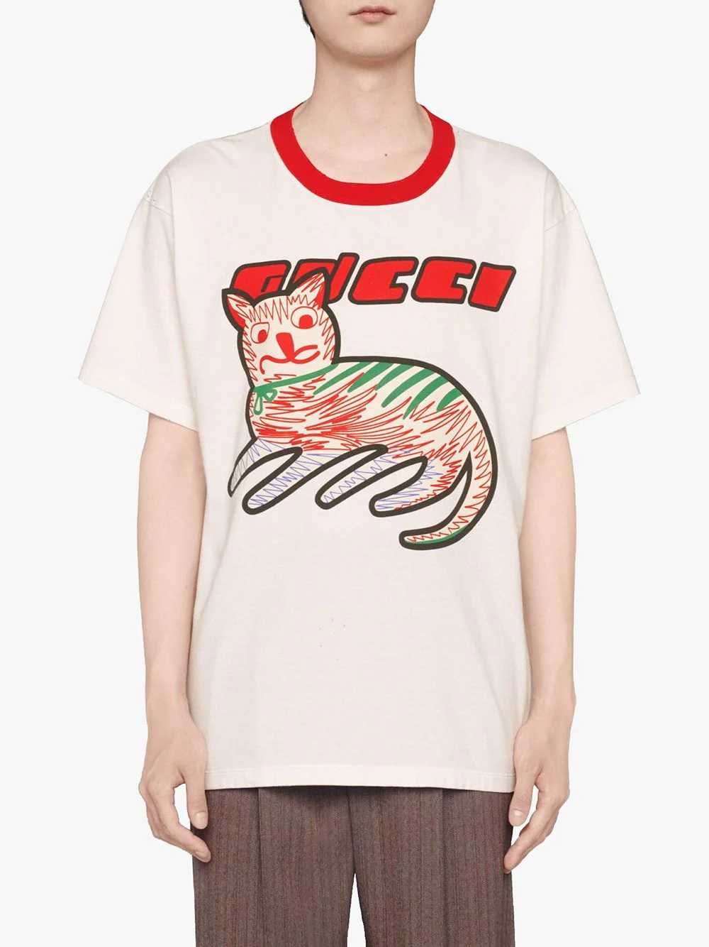 GUCCI Cat Print Logo Мъжка / Дамска Тениска size S (M)