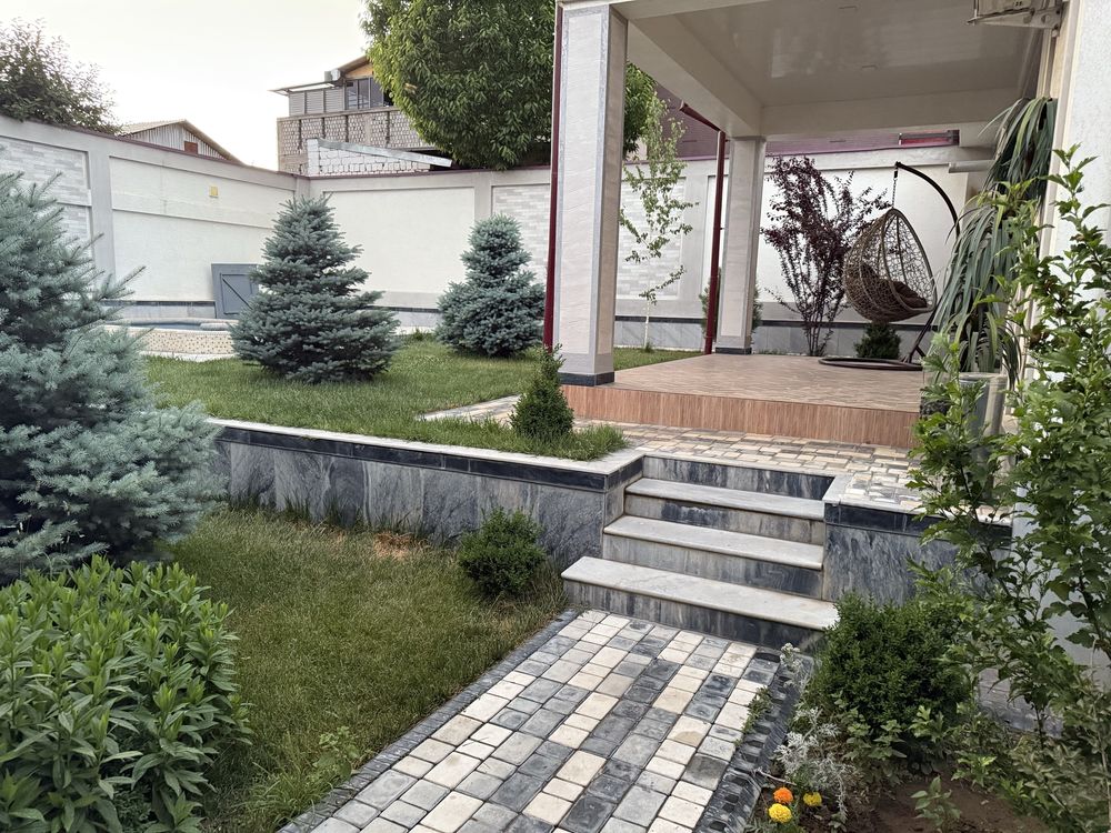 Oq tosh yon bagrida dacha sauna bassen tenis wifi bbq landshaft dizayn