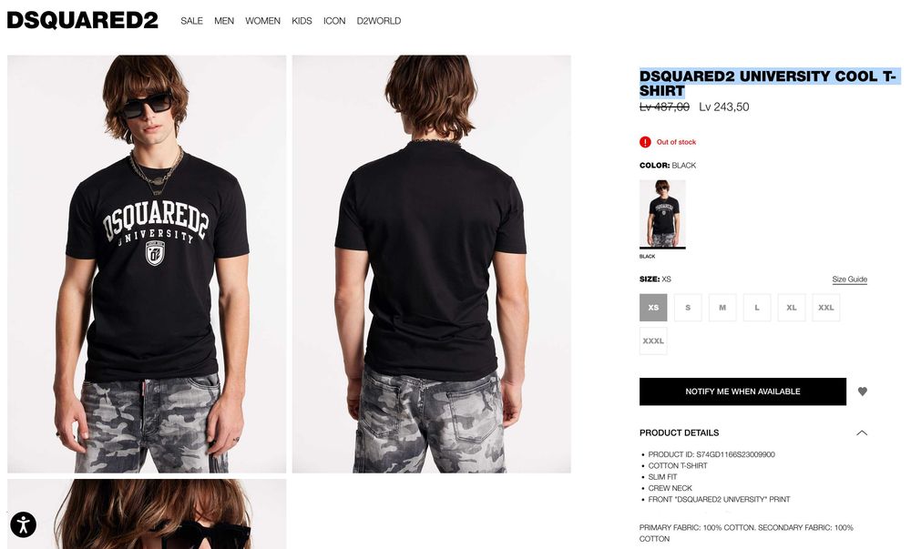 Чисто нова оригинална дизайнерска тениска DSQUARED2 с етикети!