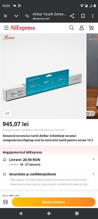 Senzorul ecranului tactil AirBar Schimbați ecranul computerului/laptop