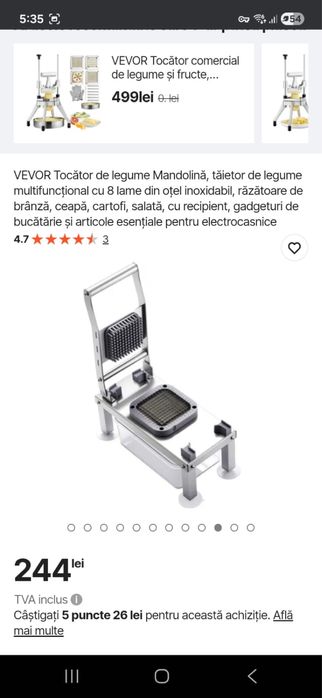 Tocator comercial pentru legume si fructe