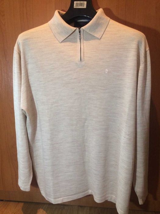 Джемпер поло мужской, Piere Cardin,р58-60,р185,белый и черный