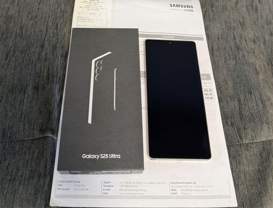 КАТО НОВ 512GB Samsung S25 Ultra Experiece Store Гаранция 2027 Black